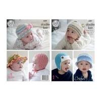 King Cole Baby Hats Cherish Crochet Pattern 4491 DK