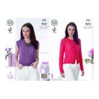 King Cole Ladies Top & Cardigan Giza Knitting Pattern 4502 4 Ply