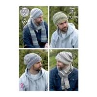 King Cole Mens Hats & Scarves Drifter Knitting Pattern 4608 Chunky