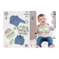 King Cole Baby Cardigans & Waistcoat Comfort Prints Knitting Pattern 4622 DK