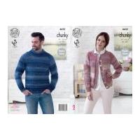 King Cole Mens Sweater & Ladies Cardigan Cotswold Knitting Pattern 4632 Chunky