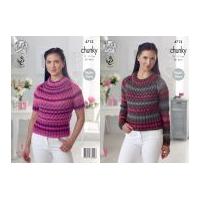 King Cole Ladies Sweaters Riot Knitting Pattern 4712 Chunky