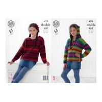 king cole girls hoodie sweater riot knitting pattern 4778 dk