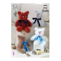 King Cole Cats Cuddly Toys Tinsel Knitting Pattern 9049 Chunky