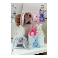 King Cole Rabbits Cuddly Toys Tinsel Knitting Pattern 9050 Chunky