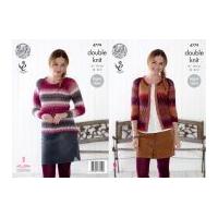 King Cole Ladies Sweater & Cardigan Riot Knitting Pattern 4779 DK