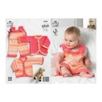 King Cole Baby Dungarees & Cardigans Splash Knitting Pattern 3768 DK