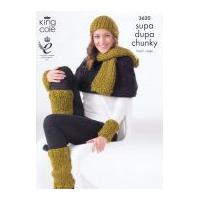 King Cole Ladies Hat, Scarf & Accessories Supa Dupa Knitting Pattern 3620 Super Chunky