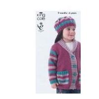 King Cole Childrens Jackets & Beret Big Value Knitting Pattern 3681 DK
