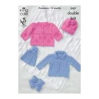 King Cole Baby Jackets, Hats, Booties & Shawl Cottonsoft Knitting Pattern 3927 DK
