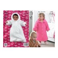 King Cole Baby Dressing Gown & Sleeping Bag Cuddles Knitting Pattern 3788 Chunky