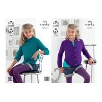 King Cole Girls Sweater & Cardigan Glitz Knitting Pattern 3833 Chunky