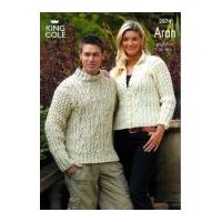 King Cole Fashion Aran Ladies & Mens Sweater & Jacket Fashion Knitting Pattern 2874 Aran