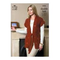 King Cole Ladies Coat & Gilet Knitting Pattern 3336 DK