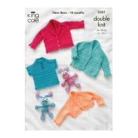 King Cole Baby Cardigans, Sweater & Bolero Comfort Knitting Pattern 3351 DK