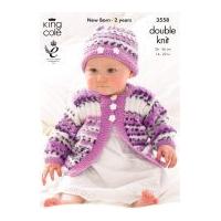 King Cole Baby Gilet, Jacket & Hat Comfort Prints Knitting Pattern 3558 DK