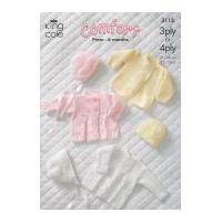 King Cole Baby Jacket, Coat, Bonnet & Hat Comfort Knitting Pattern 3113 3 Ply, 4 Ply
