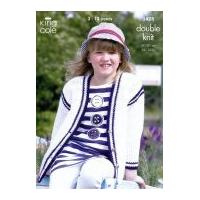 king cole girls cardigan gilet smooth knitting pattern 3428 dk