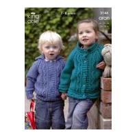 King Cole Childrens Jacket & Cardigan Merino Blend Knitting Pattern 3144 Aran