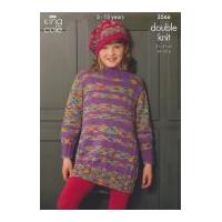 King Cole Girls Cardigan, Tunic & Hat Shades Knitting Pattern 3566 DK