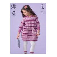 king cole girls dress cardigan splash knitting pattern 3719 dk