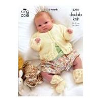 King Cole Baby Cardigan, Dress & Booties Big Value Knitting Pattern 3398 DK