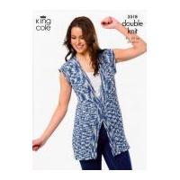 King Cole Ladies Cardigan & Waistcoat Bamboo Cotton Knitting Pattern 3518 DK