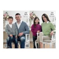 King Cole Family Cardigan & Sweater Merino Blend Knitting Pattern 3755 4 Ply
