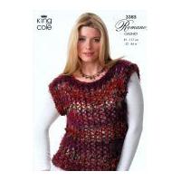 King Cole Ladies Top, Hat & Scarf Romano Knitting Pattern 3385 Chunky