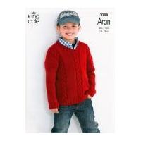 King Cole Boys Cabled Sweaters Fashion Knitting Pattern 3388 Aran