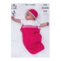 King Cole Baby Snuggle Sack, Jacket, Cardigan & Hat Comfort Knitting Pattern 3678 DK