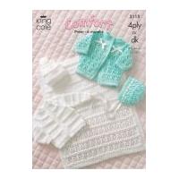 King Cole Baby Coat, Cardigan, Bonnet, Hat & Pram Cover Comfort Knitting Pattern 3115 4 Ply, DK