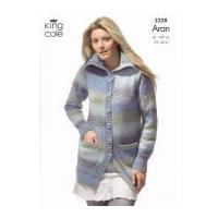 king cole ladies cardigan waistcoat twist knitting pattern 3228 aran