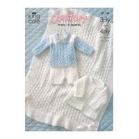 King Cole Baby Jacket, Shawl, Sweater & Shorts Comfort Knitting Pattern 3114 3 Ply, 4 Ply
