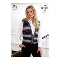 King Cole Ladies Cardigan & Waistcoat Galaxy Knitting Pattern 3378 DK