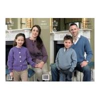 King Cole Family Cardigan & Sweater Merino Blend Knitting Pattern 3661 Aran
