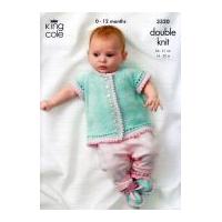 King Cole Baby Cardigans, Shoes & Pram Cover Bamboo Cotton Knitting Pattern 3320 DK