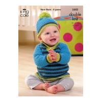 King Cole Baby Cape, Sweater & Hat Comfort Knitting Pattern 3502 DK
