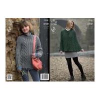 King Cole Ladies & Girls Cape & Sweater Fashion Knitting Pattern 3745 Aran