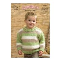 King Cole Childrens Sweaters & Cardigan Comfort Knitting Pattern 3182 Chunky