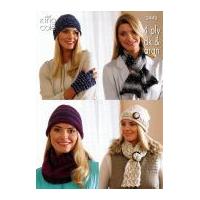 King Cole Ladies Hats, Scarves, Gloves & Cowl Zig Zag Knitting Pattern 3443 4 Ply, DK, Aran
