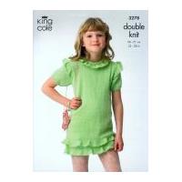 king cole girls cardigan sweater dress knitting pattern 3278 dk