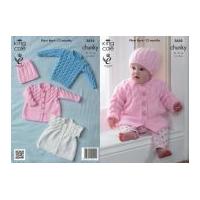King Cole Baby Coats, Sweater & Hat Big Value Knitting Pattern 3858 Chunky
