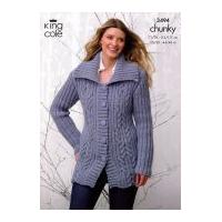 King Cole Ladies Jacket & Sweater Magnum Knitting Pattern 3494 Chunky