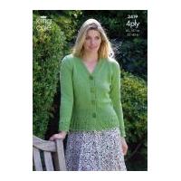 King Cole Ladies Sweater & Cardigan Big Value Knitting Pattern 3419 4 Ply