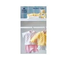 King Cole Baby Cardigan & Top Big Value Knitting Pattern 2962 4 Ply, DK