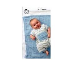 King Cole Baby Sweater, Pants, Romper & Blanket Bamboo Cotton Knitting Pattern 3318 DK