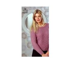 king cole ladies sweater top merino blend knitting pattern 3525 4 ply