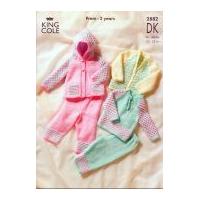 King Cole Baby Sweater, Cardigan, Hooded Jacket & Trousers Big Value Knitting Pattern 2882 DK