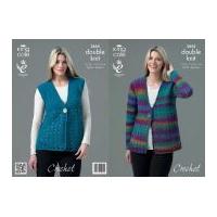 King Cole Ladies Cardigan & Waistcoat Riot Crochet Pattern 3654 DK